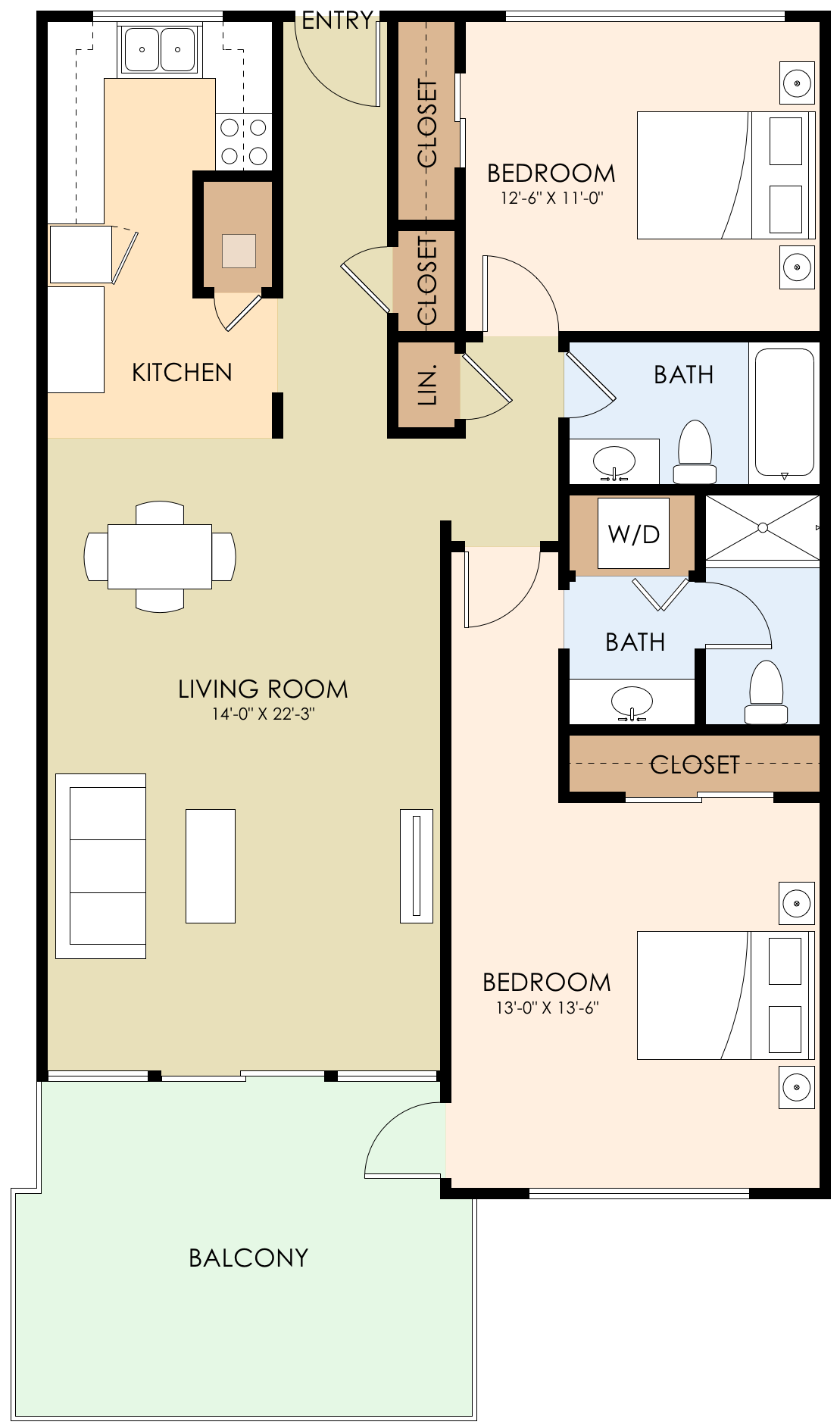 Two Bedroom Two Bath 1059 Sq Ft at Sharon Grove Apartments, Menlo Park
